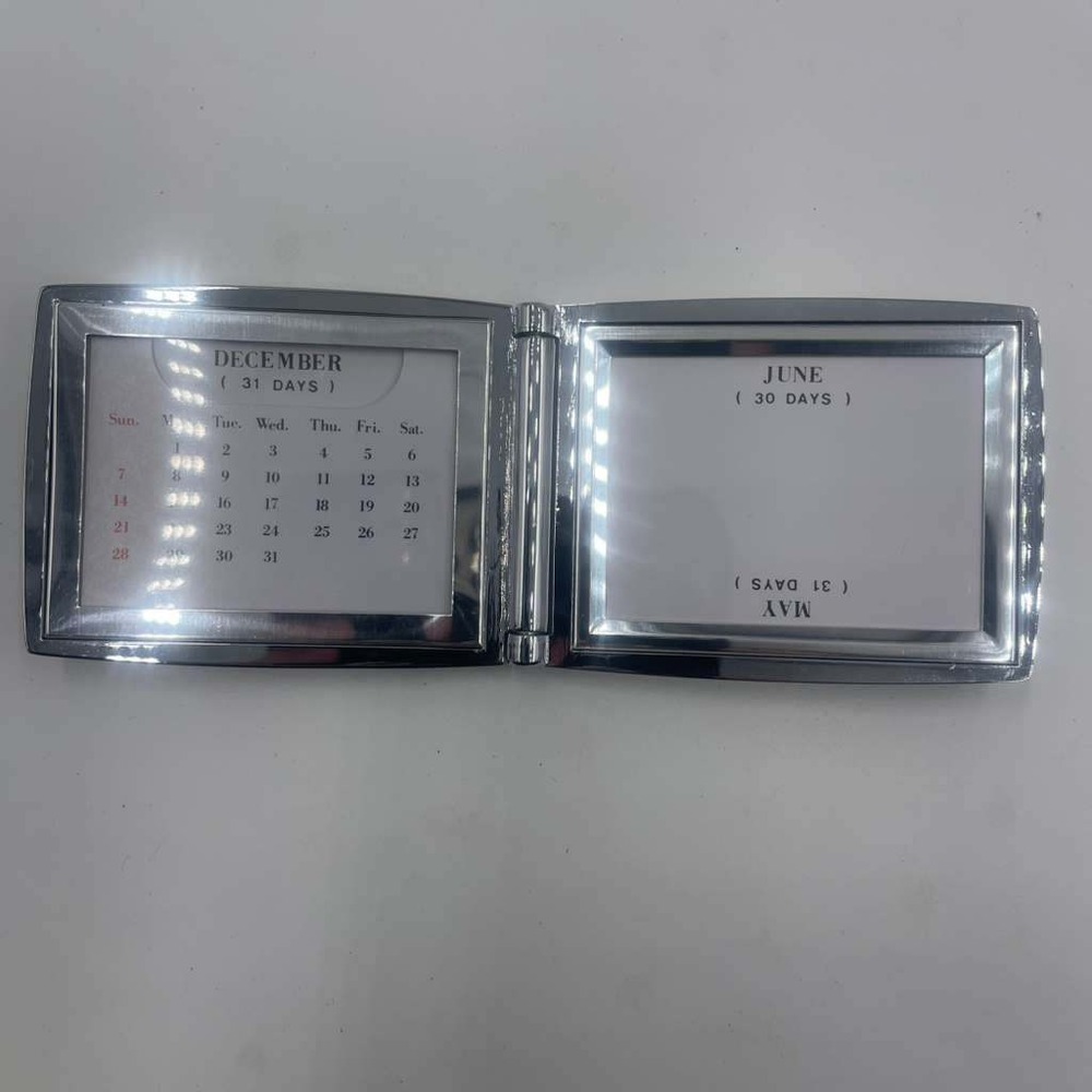 Silverplate Folding Photo Frame‎ And Perpetual Calendar
